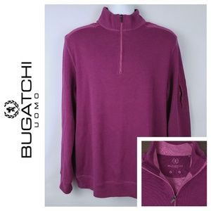 Bugatchi Mens Purple Long Sleeve 1/4 Zip Sz Large